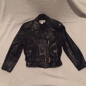 Black Lambskin MOTO Biker Jacket - Small